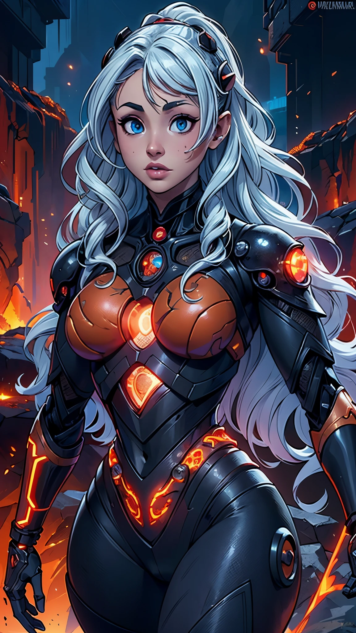 best quality,realistic:1.2),(best quality,4k,8k,highres,masterpiece:1.2),ultra-detailed, oni, demon girl, mechanical eye implant, angular horns, steel-gray hair, cyberpunk, metallic ((gray skin)), neon cityscape, navigating through holographic ads, technologically adept, detailed face, energy katana, futuristic attire, wholesome, great details and colours, HDR, 8k, absurdres, cinestill 800, sharp focus, add_detail:2, Ultra HD | | | ((Fullbody-shot)) add_detail:2 (1woman, solo)