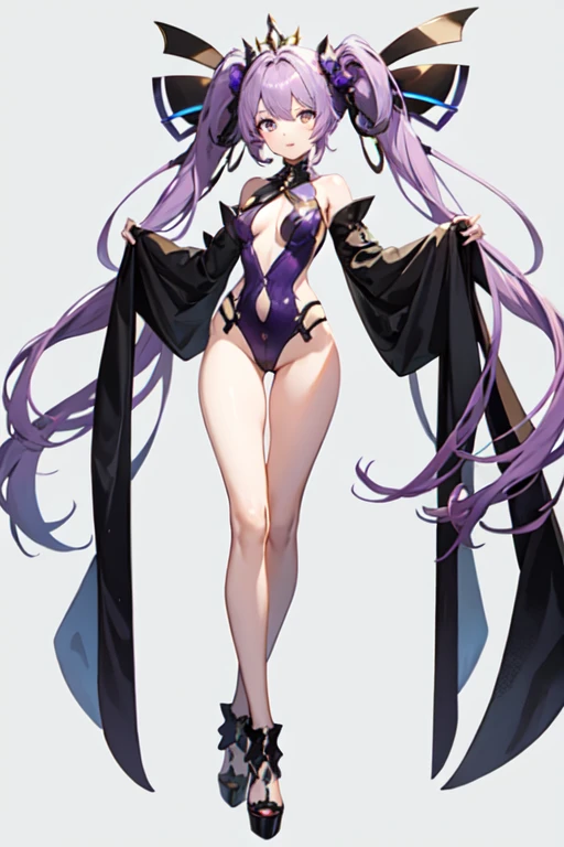 Character is a young girl, approximately 18-19 years old, approximately 165 cm tall. Slim body, good figure, proportionate figure, cute face, eye color and hair color are amethyst purple.