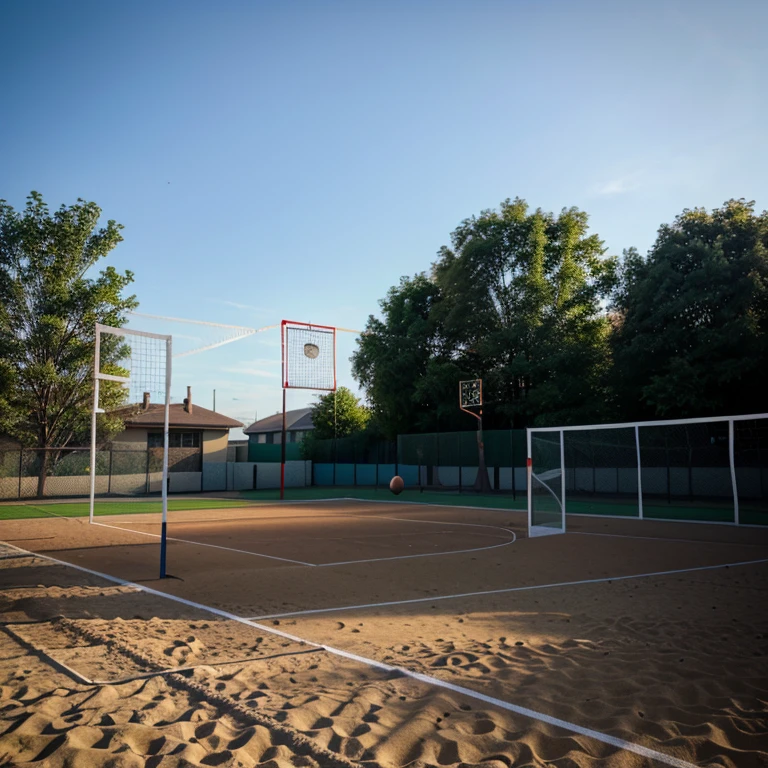 Volleyball court with a volleyball ball 