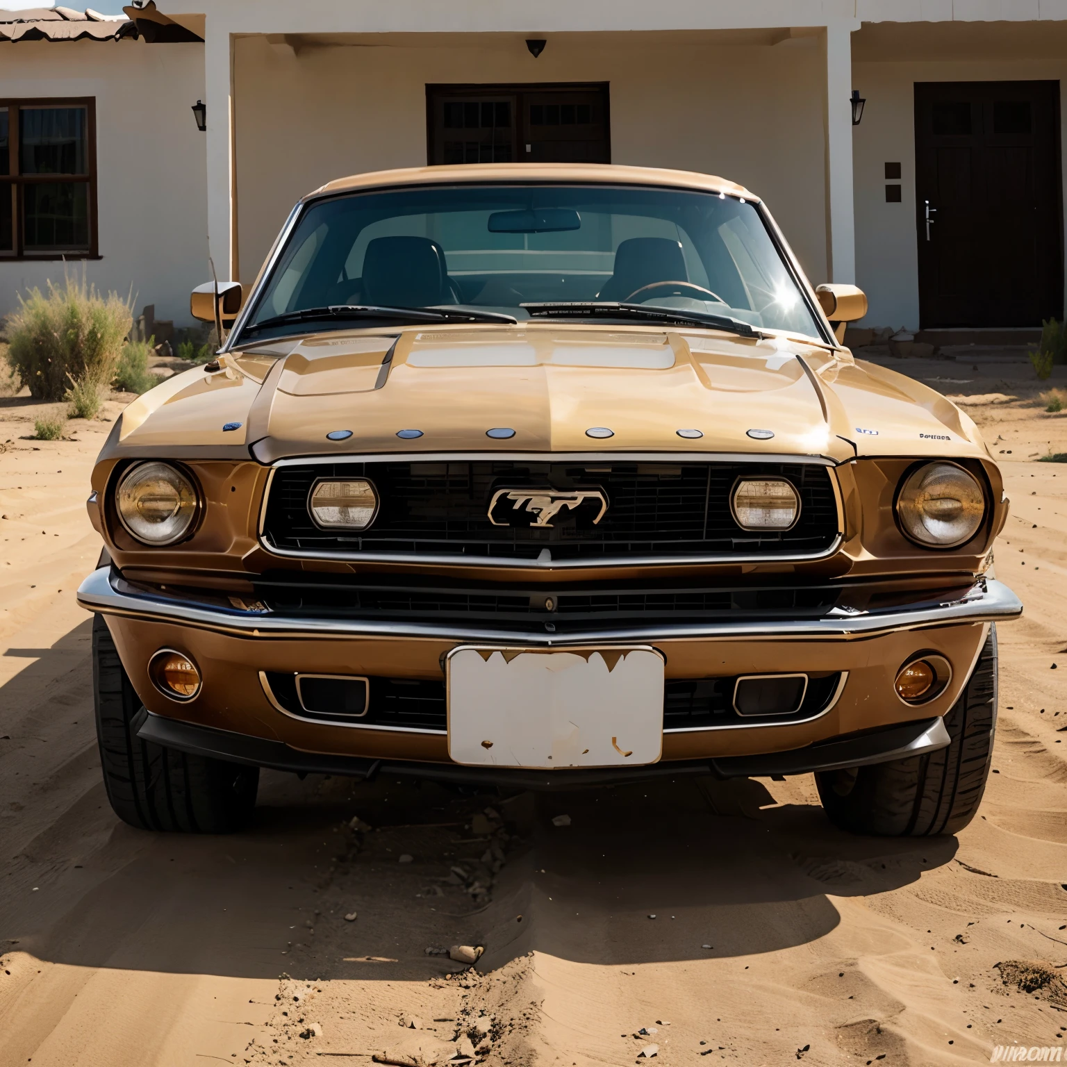 Create a photo of mixture of Thar and Mustang