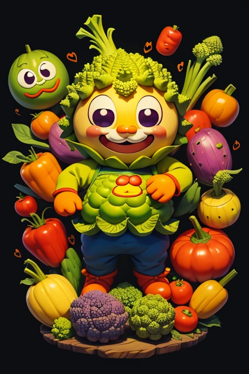 Vegetable character,skip,smile,romanesco,Anpanman,Anime Style