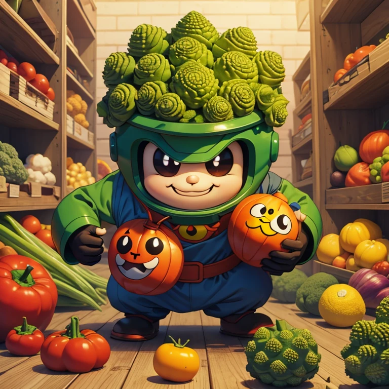 Vegetable character,skip,smile,romanesco,Anpanman,Headbutt,Helmet type,Anime Style