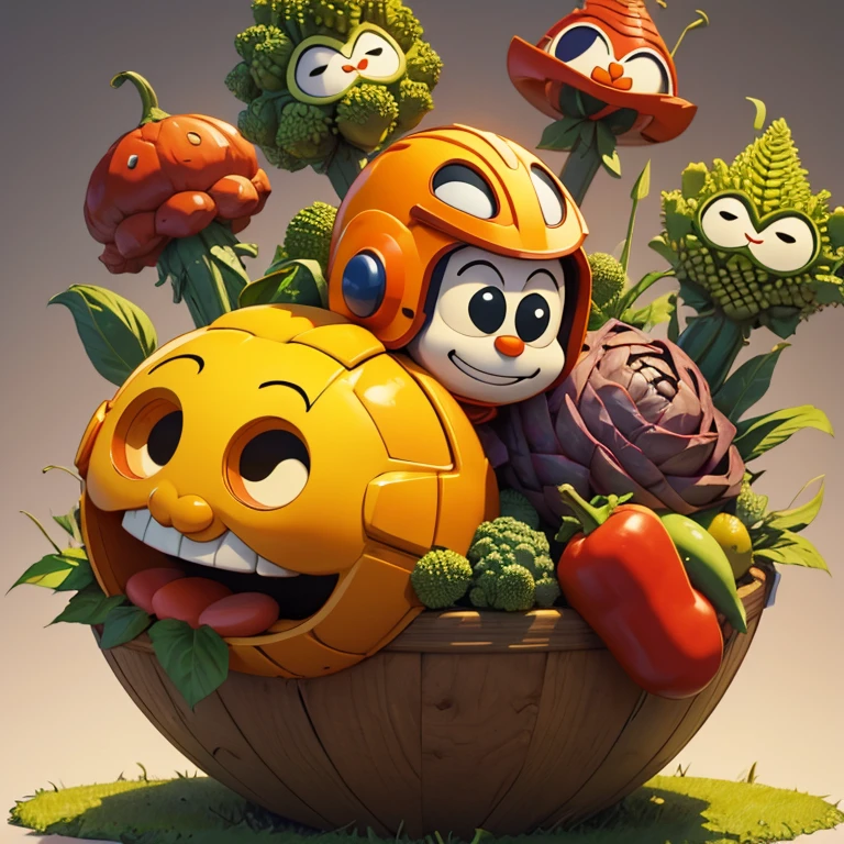 Vegetable character,skip,smile,romanesco,Anpanman,Headbutt,Helmet type,Anime Style