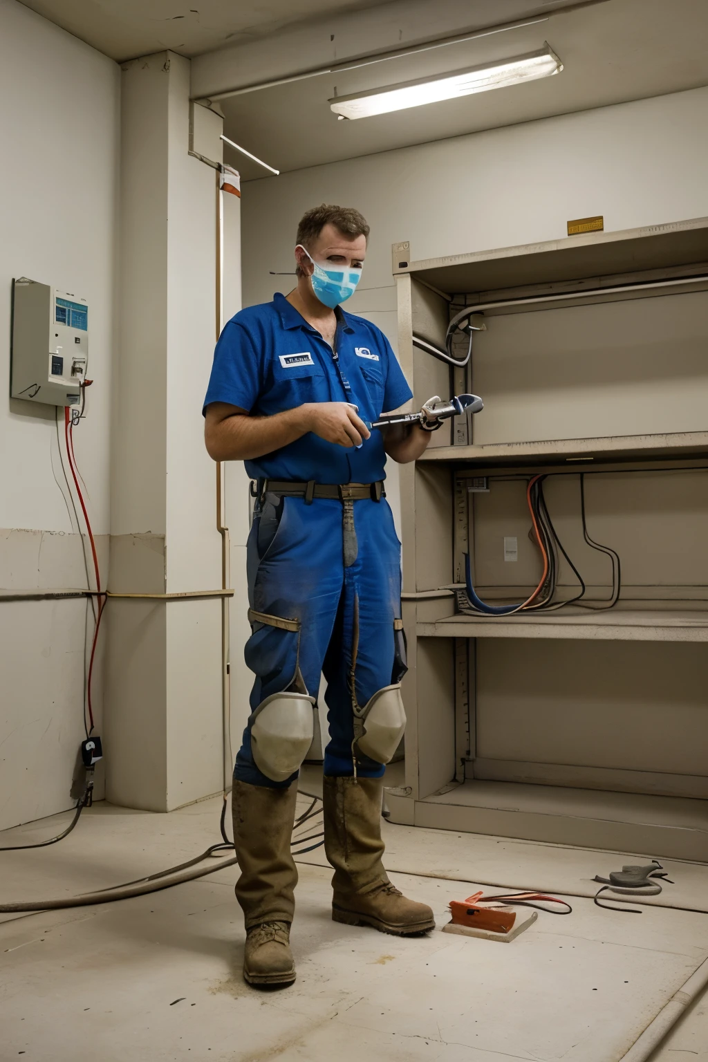 ((melhor qualidade)), ((Obra de arte)), (detalhado), Electrician working with protective equipment
