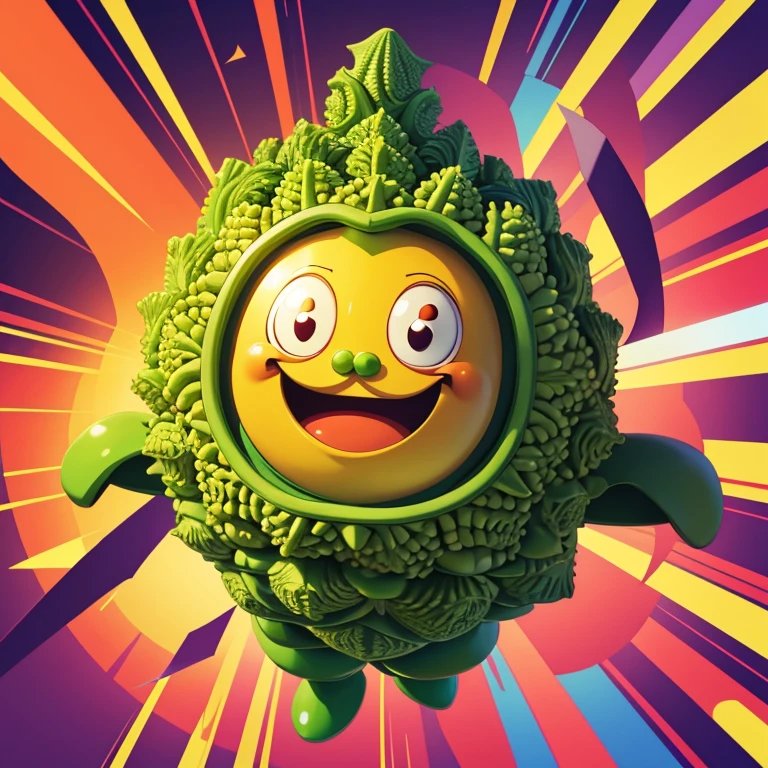 Vegetable character,flying,smile,romanesco,Anpanman,Headbutt,Anime Style