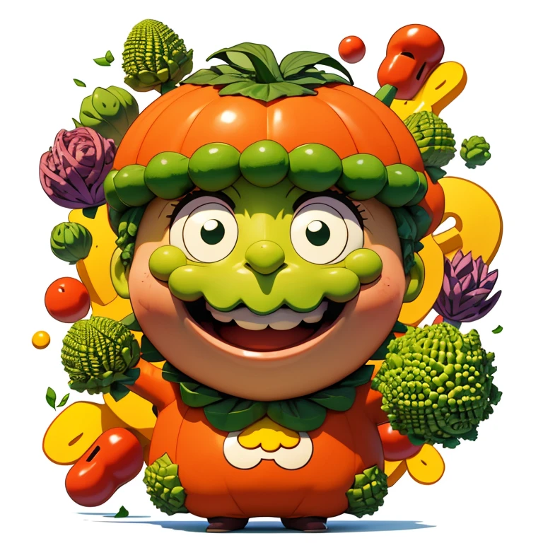 Vegetable character,flying,smile,romanesco,Anpanman,Headbutt,Anime Style