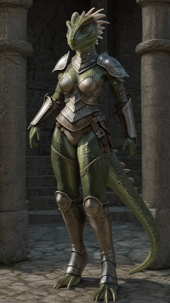 Argonian female on armor outfit and full body 