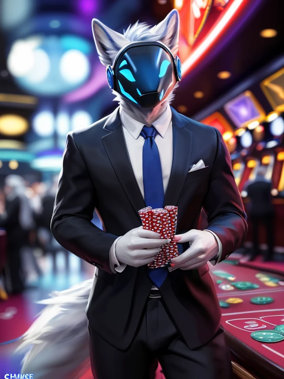 , (((A light blue anthropomorphic fur protogen furry posted on e621, (by Chunie), male, furry, solo, blue eyes, casino, Black suit, Red tie, win the game, Poker Texas hold'em, Five-card draw, Omaha hold'em), the place is busy with people around the casino, body, full body like, Abstract beauty, ultra detailed face, depth of field, motion blur, high details, high quality, award winning, HD, 16k, (best quality,4k,8k,highres,masterpiece:1.2),ultra-detailed,realistic:1.37,HDR,UHD,studio lighting,extreme detail description,professional,vivid colors,bokeh,lively atmosphere, natural lighting))), wearing clothing , day, , sensual, detailed, uploaded to e621, beautiful and detailed portrait of an anthropomorphic , (((male))) uploaded to e621, zaush, foxovh, movie lighting, thicc, alone, movie cover, sfw,
