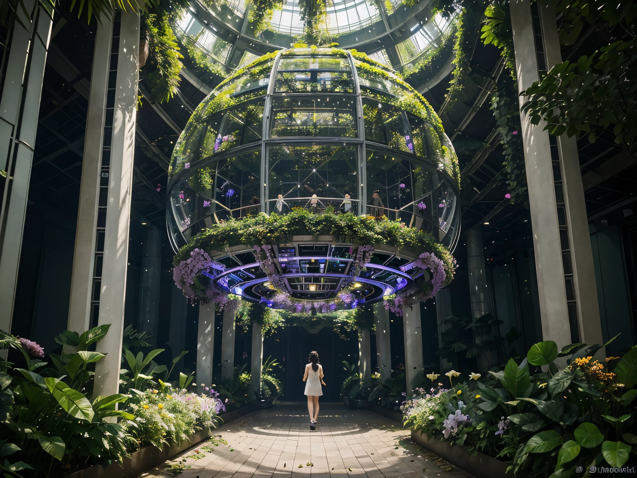 Cybernetic Gardens, Singapore: Enter a world where nature and technology intertwine to create a breathtaking fusion of beauty and innovation. a marvel of bioengineering and artificial intelligence, where robotic pollinators flit among holographic flowers that bloom in kaleidoscopic patterns. Beneath the canopy of a biodome, visitors can wander through lush gardens populated by biomechanical creatures inspired by mythical creatures, their movements graceful and mesmerizing.