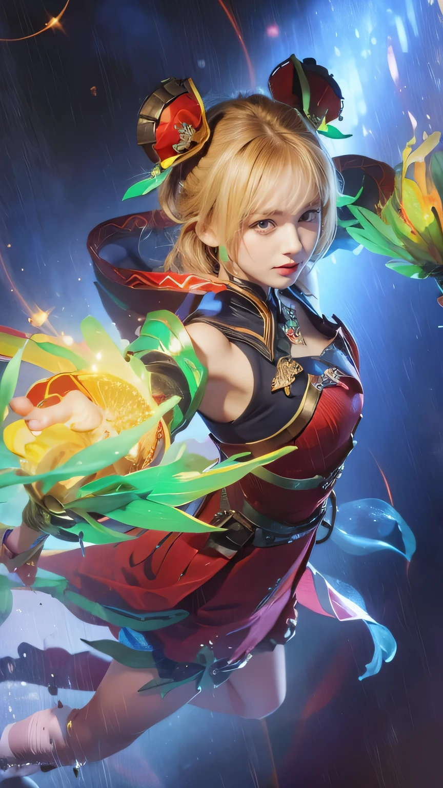 (8k, highest quality, masterpiece: 1.2), ultra detail, highest quality, ultra high resolution, professional lighting, photon mapping, radiosity, physically based rendering, cinematic lighting, depth of field, focusing, sun rays, good composition, (bokeh: 1.2), 1 girl, (full body), smile, beautiful eyes, pose, constriction, brown hair, short hair, prairie blouse light blue, skirt,park,hand {fingers} Kawaii {finger} hand,