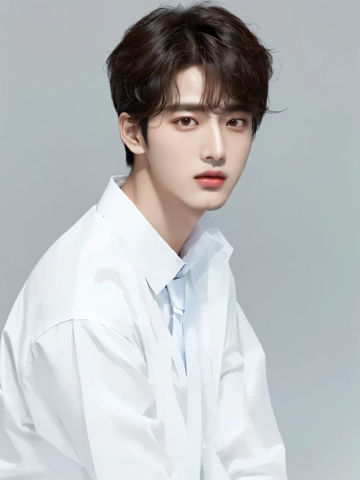 arafed image of man in white shirt and tie, cai xukun, yanjun chengt, Hentai, Inspired by Zhang Han, Jung Jaehyun, Ruan Jiamei!, Written byNi Tian, Young fair angel, lu ji, jinyiwei, jin shan, cute korean face, Handsome young man face, Inspired by Bian Shoumin