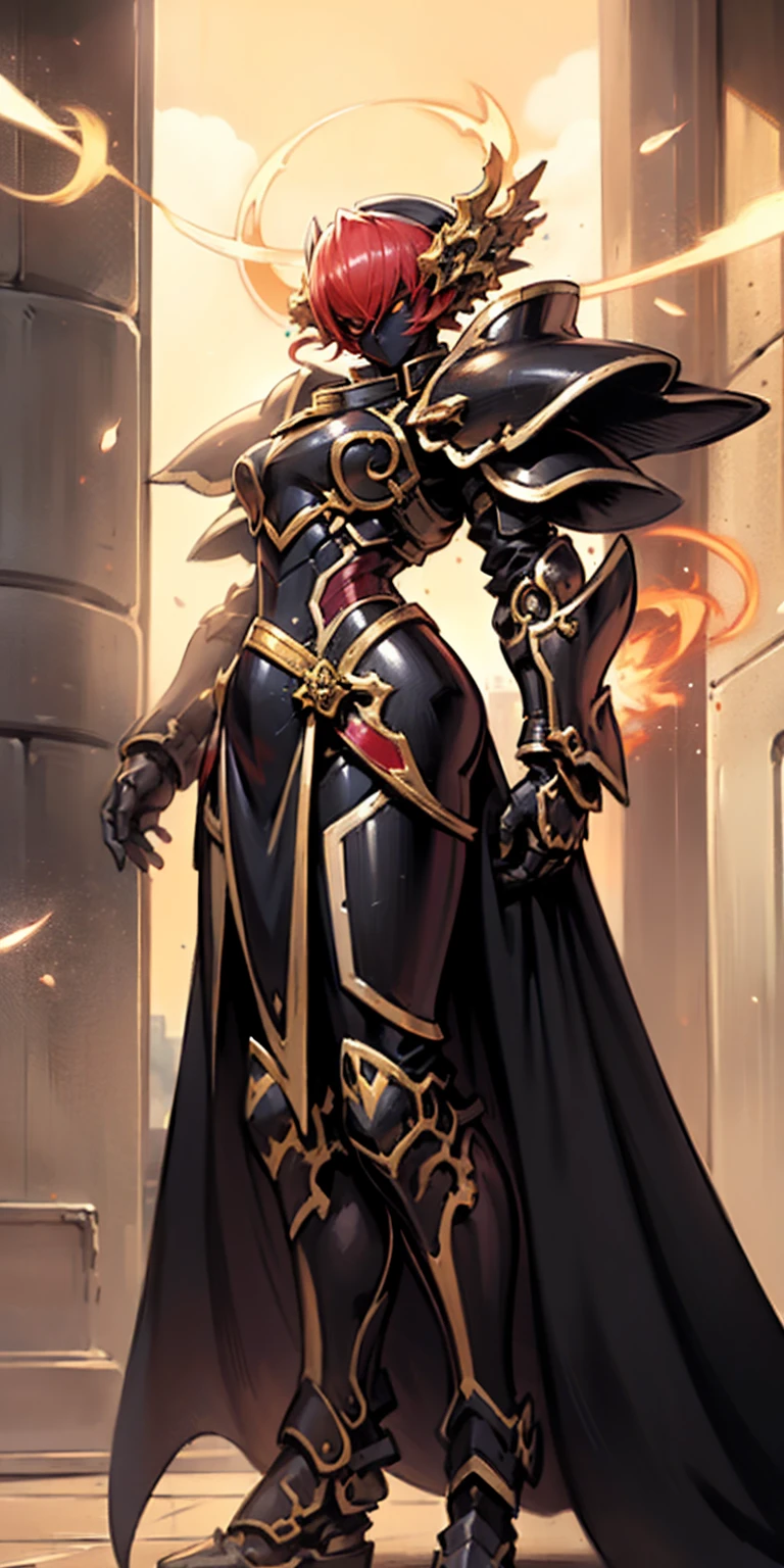 A woman adorned in fantasy-style full-body armor, a crown-concept fully enclosed helmet that unveils only her eyes, a composite layered chest plate, fully encompassing shoulder and hand guards, a lightweight waist armor, form-fitting shin guards, the overall design is heavy-duty yet flexible, ((the armor gleams with a golden glow, complemented by red and blue accents)), exhibiting a noble aura, she floats above a fantasy-surreal high-tech city, this character embodies a finely crafted fantasy-surreal style armored hero in anime style, exquisite and mature manga art style, (Queen bee mixed with Spider concept Armor, plasma, blood), ((Element, energy, elegant, goddess, femminine:1.5)), metallic, high definition, best quality, highres, ultra-detailed, ultra-fine painting, extremely delicate, professional, anatomically correct, symmetrical face, extremely detailed eyes and face, high quality eyes, creativity, RAW photo, UHD, 32k, Natural light, cinematic lighting, masterpiece-anatomy-perfect, masterpiece:1.5