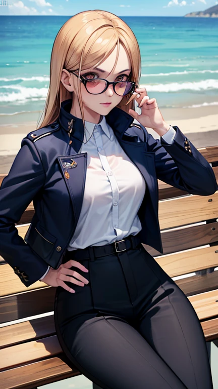 (obra maestra), mejor calidad, ojos expresivos, cara perfecta, high resolution, 1 chica, solo, erina nakiri, pelo largo, pelo naranja, (ojos morados:1.1), pelo entre los ojos, falda, muslos, arco, , chaqueta, pleated falda, zapatos, black muslos, zettai ryouiki, tartan, tartan falda, chaqueta de sport, puerta trasera al aire libre, de pie, (Retrato de la parte superior del cuerpo:1.2), Mirando al espectador