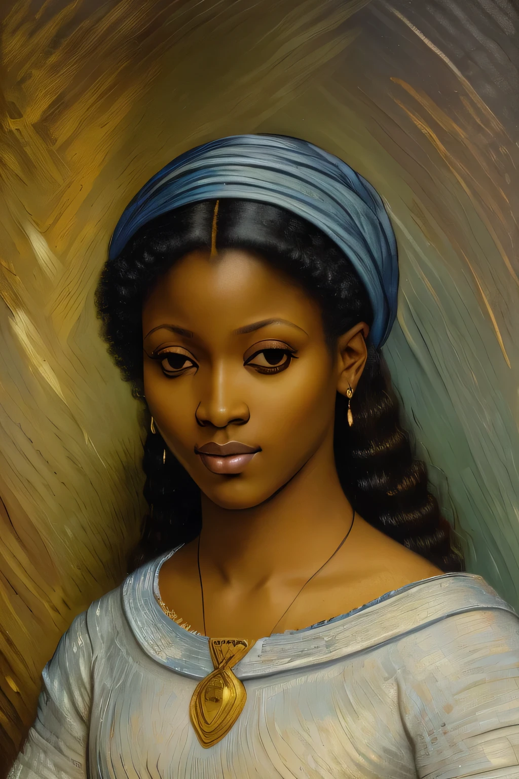 (best quality,realistic:1.37),(oil painting), (african black queen ressemble rihana), (35 years old) (detailed face),beautiful detailed eyes,beautiful detailed lips,extremely detailed eyes and face, (highres), vestida com vermelho e dourado, (Leonardo da Vinci style),fine brushstrokes,highly precise, (ultra-fine painting),vivid colors, (studio lighting),gentle and soft lighting, (corpo inteiro), (subtle colors), (muted tones), (bokeh), (sharp focus), (realistic textures), (highly detailed clothing),(elegant dress),(long flowing hair),(serene expression), (traditional background),(classic setting),(subtle shadows), (masterpiece:1.2)