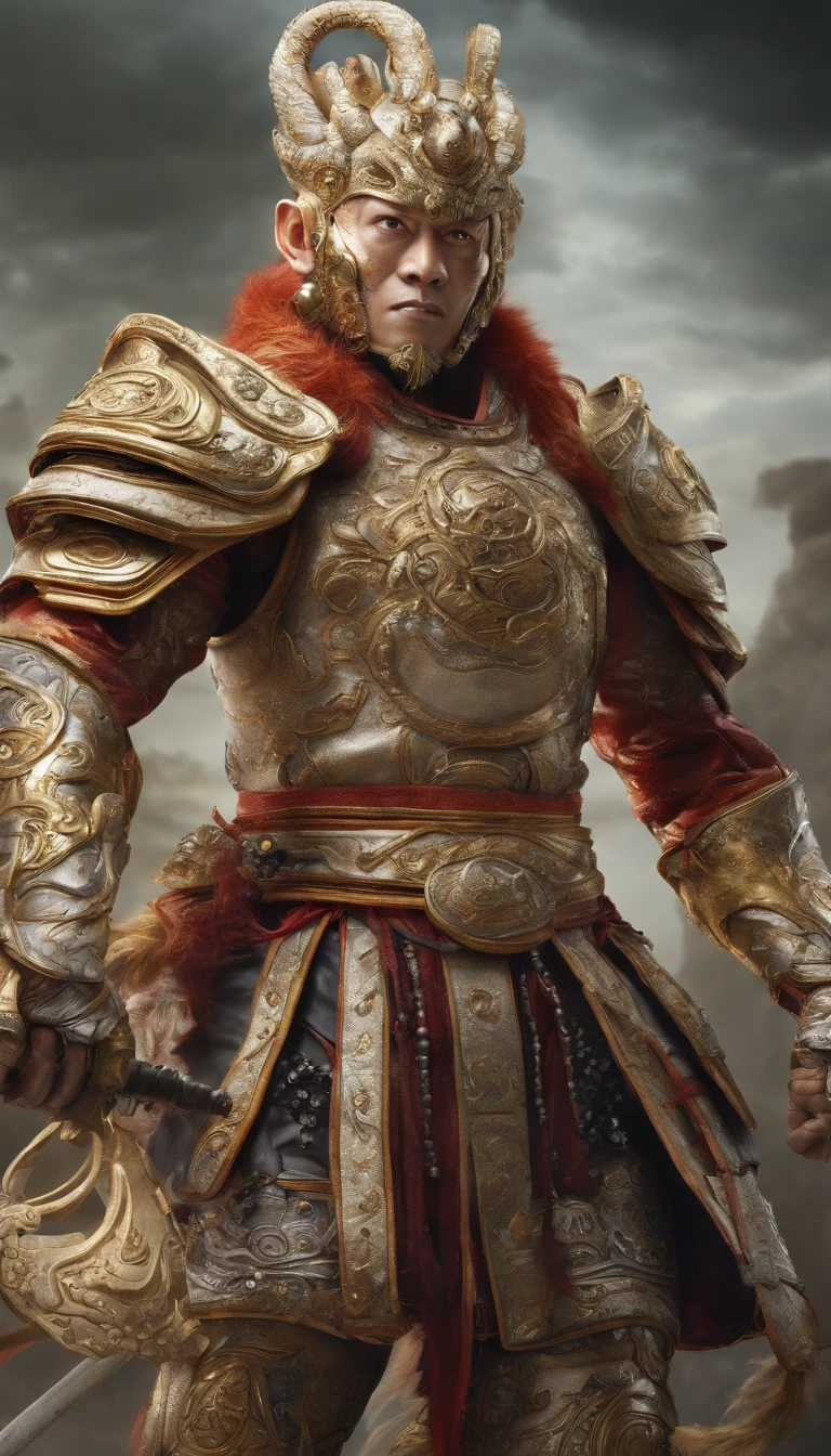 The Monkey King wears Ultraman armor and holds the Ruyi Golden Cudgel in the Heavenly Palace of the Brain