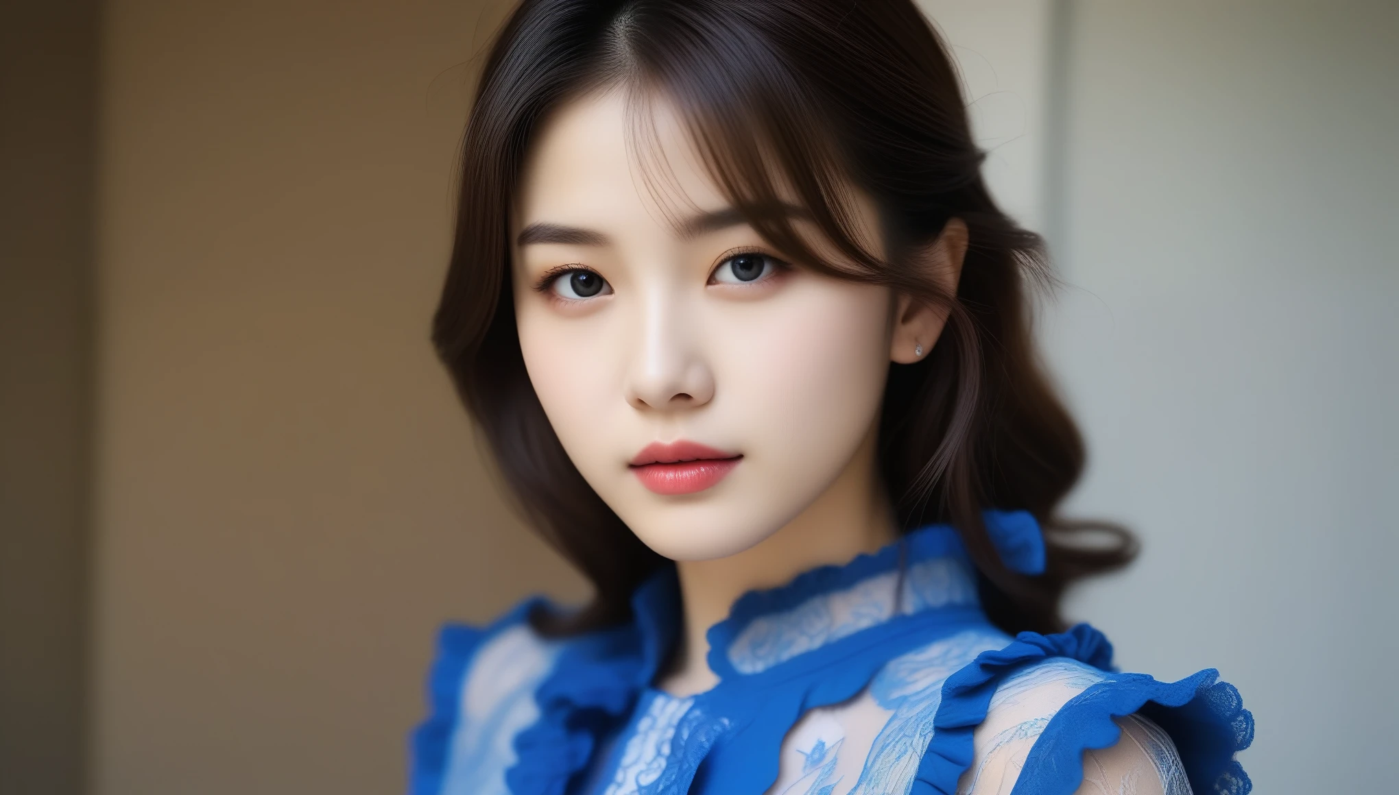 8k, 超High resolution, highest quality, masterpiece, Surreal, photograph, 1 girl, (:1.3), pretty girl, Cute Face, Beautiful eyes in every detail, 細かくdetailedに,masterpiece,(Black rider jacket:1.1), (masterpiece, highest quality, pretty girl, Beautiful Face, 8k, RAWphotograph, Realistic, Absurd:1.2), teens, Cowboot, Dutch Angle, Face Light, Film Grain, chromatic aberration, High resolution, 超detailed, 細かくdetailedに, Light blue ruffle lace dress, detailedな肌と目と顔, Sharp pupils, Realistic students, Sharp focus, street,Sexy pose、See through 、Looking at the audience、beauty,Long neck、Laugh a little、Please close your mouth and laugh、(((Ideal body type))),A-cup small breasts :2,、Portraiture:2、Perfect Anatomy、鮮明なdetailed、detailed、Surreal、Light and shadow,Strong light,Fashion magazine cover,Thin lips