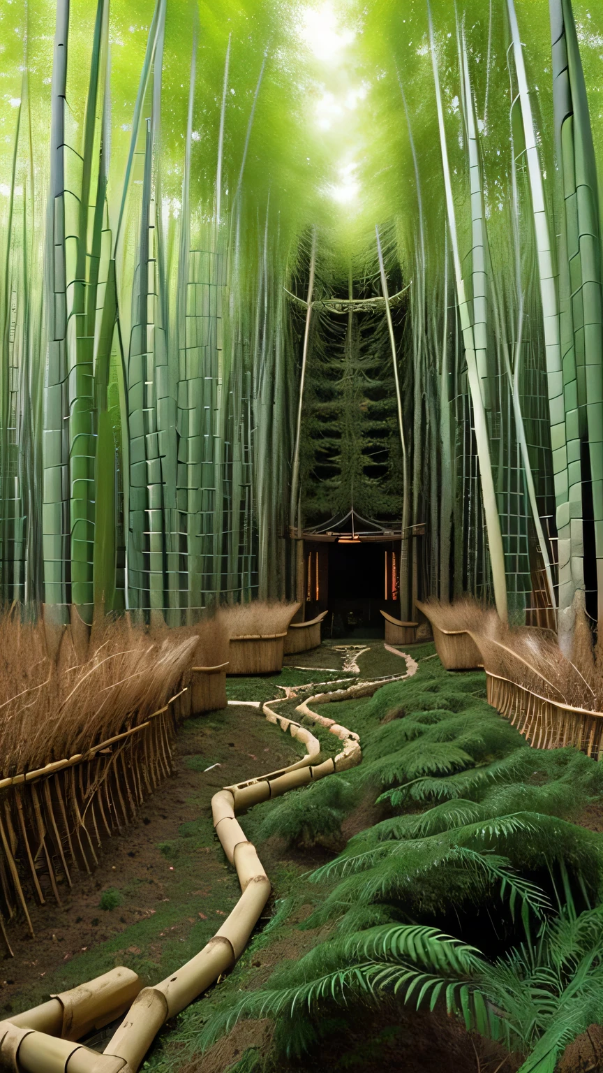 ![Scene showing a Chinese bamboo forest with a focus on the underground, highlighting years of root development while the soil above remains seemingly unchanged.]
