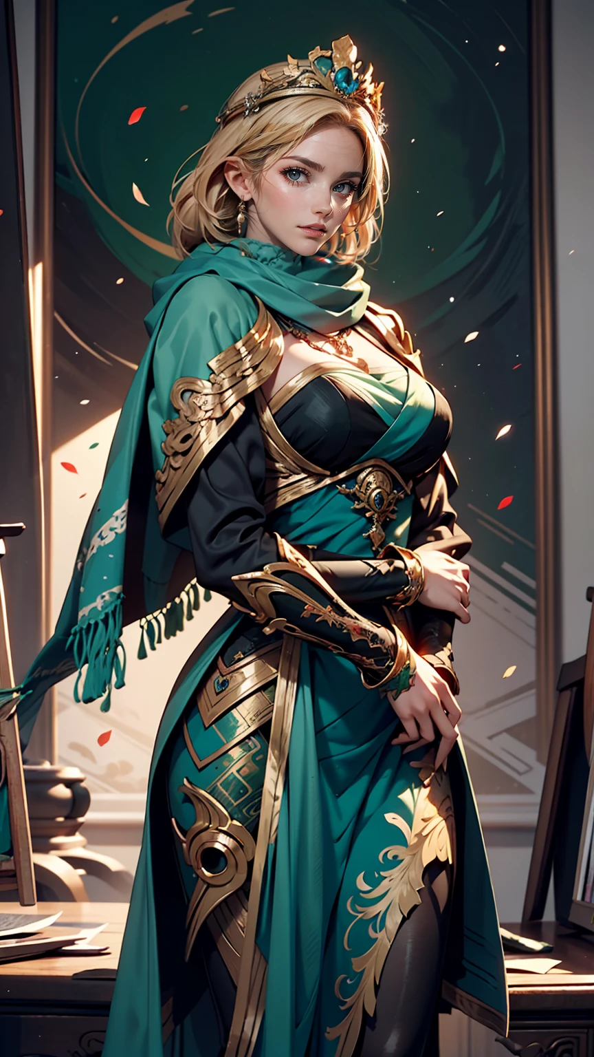 <lora:asgardai:1.0> AsgardAI, woman wearing Tunic dresses with Celtic patterns, dark fantasy || masterpiece, 8k, high resolution, shallow depth of field, sharp focus, highly detailed