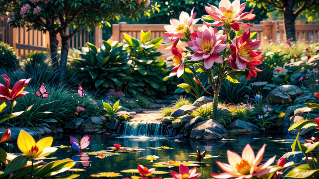 (best quality,4k,8k,highres,masterpiece:1.2),ultra-detailed,(realistic,photorealistic,photo-realistic:1.37),Monet style,beautiful garden,pond,one girl
medium: oil painting
Additional details: colorful flowers, lush green trees, sparkling water, vibrant butterflies
Color palette: vibrant and pastel colors
Lighting: soft, natural sunlight filtering through the trees, creating a gentle play of light and shadow
