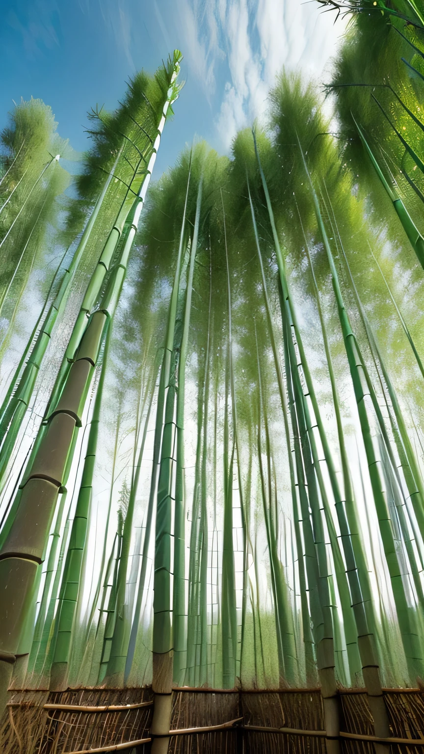 ![Stunning image of rapidly growing Chinese bamboo, with several bamboo stalks rising towards the sky, representing its rapid growth after years of preparation.]