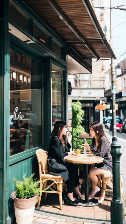 Have lunch、Take a break at a city cafe。Stylish cafe、Lunchtime scene、View of the outside scenery。 Moments of relaxation、Recharge your energy。