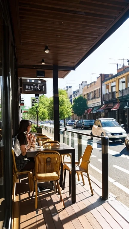 Have lunch、Take a break at a city cafe。Stylish cafe、Lunchtime scene、View of the outside scenery。 Moments of relaxation、Recharge your energy。
