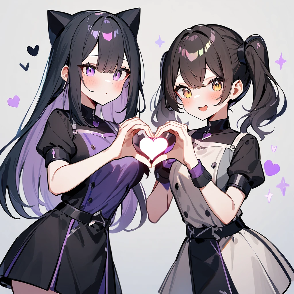 {{2girls}},masterpiece,best quality,very aesthetic,absurdres,cowboy shot,lightcolor,darkcolor,heart_hands_duo