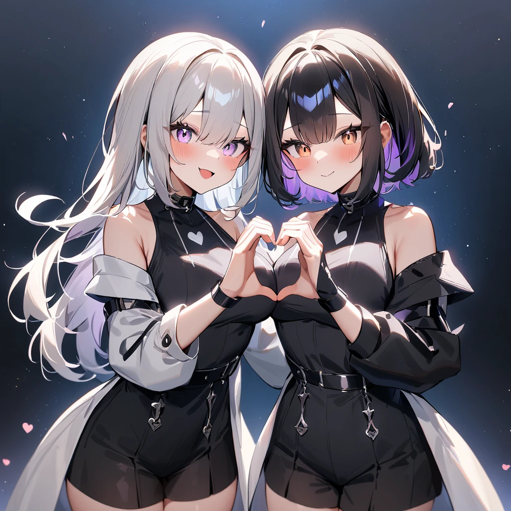 {{2girls}},masterpiece,best quality,very aesthetic,absurdres,cowboy shot,lightcolor,darkcolor,heart_hands_duo