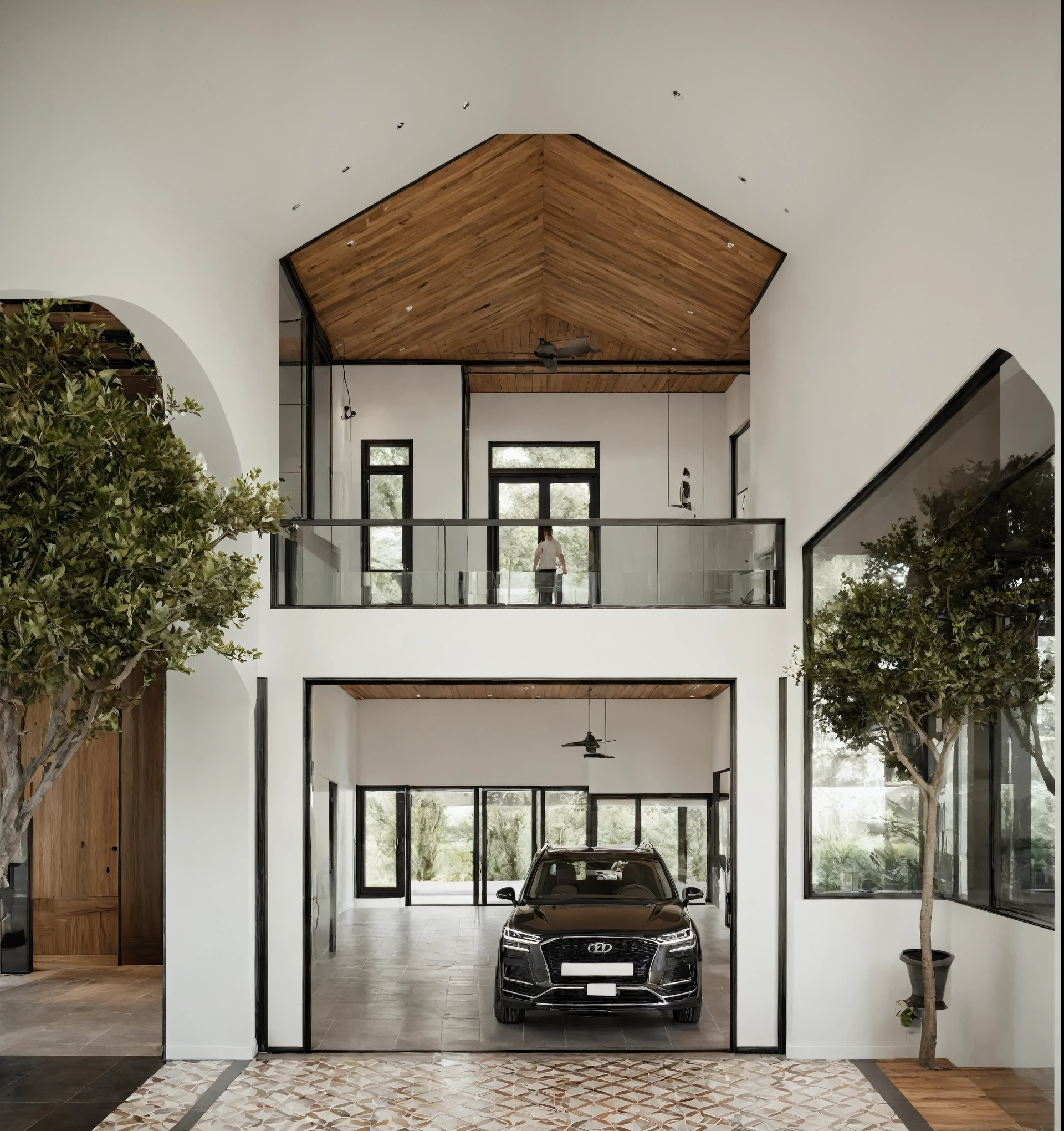 HOME
MODERN, GLASS DOOR, WHITE WALLS, WOODEN CEILING, TILE FLOOR, LITTLE WOODEN WALL, TREE, CAR, PEOPLE, VIEW