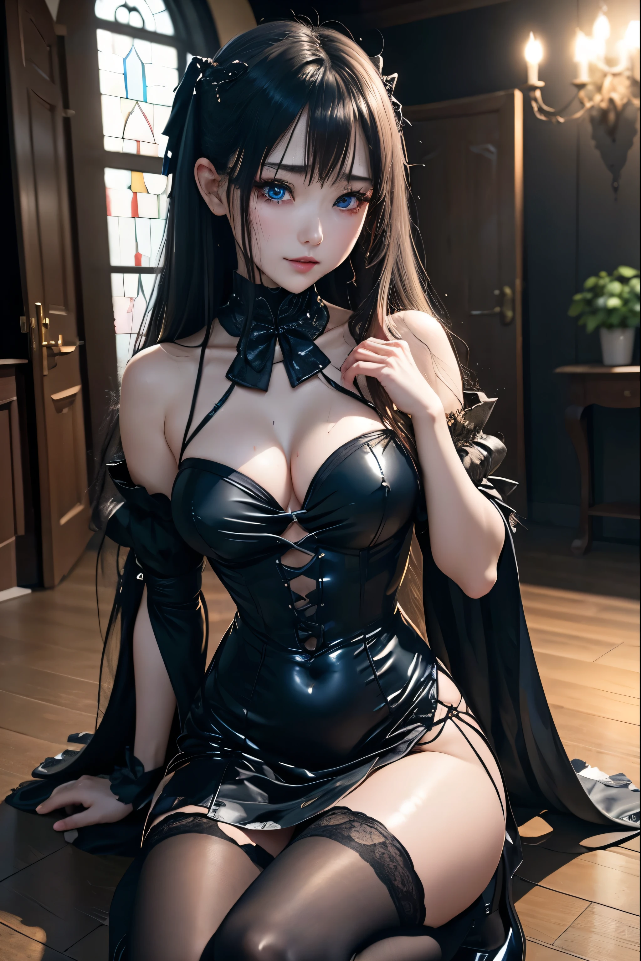 Hard Dark Gothic Makeup、Deep Night Sky、Horror、Black dark eyeshadow、cry、sad、Good skin radiance、Dark Gothicメイク、Dark smile、palace、The beauty of fragrance、24-years-old、Expressions of intense sexual pleasure、Embarrassed look、Dark Gothic、Obscene language、highest quality、Expression of sexual pleasure amid suffering、Drunk face、紫のMaid clotheysterious、Noble、The face of someone who is holding in the toilet、sexy、Loving smile、Twin tail hair、Right blue eye, Left eye is red、Super seductive pose、Platform Heel Shoes、Heavy makeup、Gothic ta Clothing、A little slimmer、Silver Hair、Long Hair Straight Hair、Cute Gothic Loliress、Beautiful Face、elegant features、Fascinating face、Stained glass is the background、Chest glistening with sweat、The room is dark、goth long dress、Bell Sleeves、Wizard Sleeve、Decadent look、Sexually excited expression、Glossy thighs wet with water、Thighs that are wet and shiny with oil、Background of a room full of roses、sad expression、Rose Maiden、The embroidery is pink、The dress has pink embroidery、Thigh-high socks、Knee-high socks、Gentle expression、Dark black eyeshadow、despicable act、Stained glass and rose background、thighs are a little thin、Female Duo、Female couple、dark church background、Stained glass、Black metal world、Dark Castle、Dark Room、Slender body、upright、walk、Are standing、gothic long dresaid clothes、Victorian dresses、Her thighs glisten with sweat、My body is wet and shiny、Lots of glitter on the thighs、sweating、My thighs are sticky from sweating、Sweat glistens on the thighs, The whole body is sweaty and shiny、Quite sweaty、My thighs are sweaty、My thighs are so wet、My thighs are shining with sweat、A lot of sweat glistens all over the body、The thighs are the best、Thighs are glamorous、Small breasts、