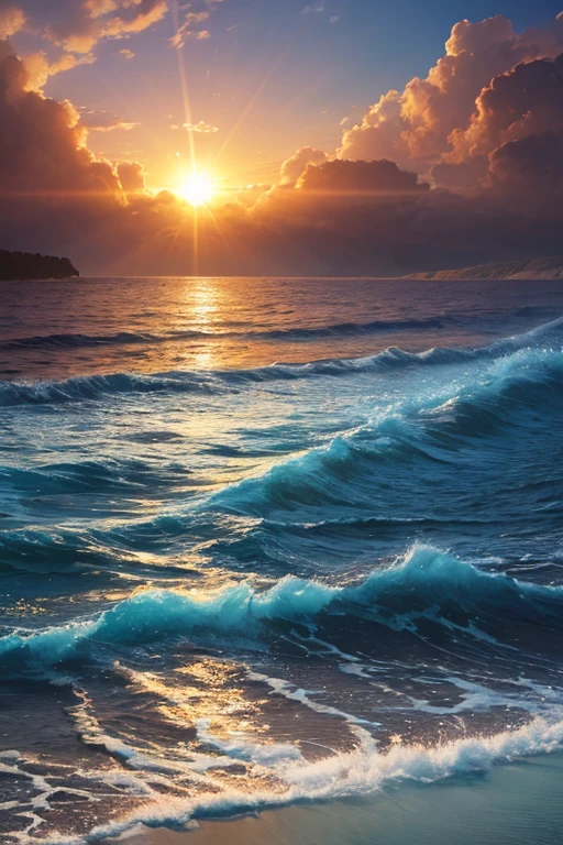 Hyper realistic 8k, ultra detailed, (Best Quality digital illustration Masterpiece of planet Earth in outer space), ((No Man)), (Beautiful planet Earth Illustration), (Beautiful Shore full of treasure), (chests of treasure), (overflowing gold on the shore) ((Waves in the distance)), (Bright Sun), (Hyperdetail, Dynamic Camera), (Wide Angle), (Celestial Lighting), (Vivid Colors and Saturation), (trending on artstation), ((beautiful sunrise)), (aqua colored water)