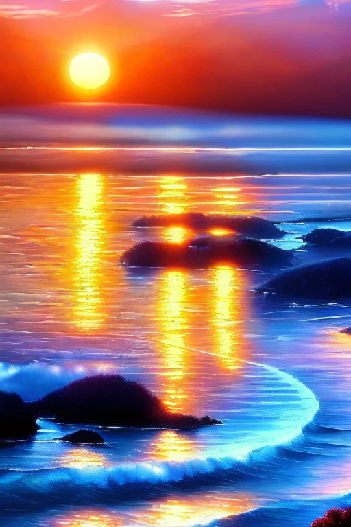 Hyper realistic 8k, ultra detailed, (Best Quality digital illustration Masterpiece of planet Earth in outer space), ((No Man)), (Beautiful planet Earth Illustration), (Beautiful Shore full of treasure), (chests of treasure), (overflowing gold on the shore) ((Waves in the distance)), (Bright Sun), (Hyperdetail, Dynamic Camera), (Wide Angle), (Celestial Lighting), (Vivid Colors and Saturation), (trending on artstation), ((beautiful sunrise)), (aqua colored water)
