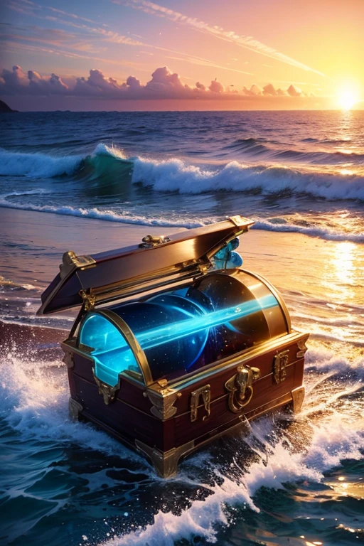 Hyper realistic 8k, ultra detailed, (Best Quality digital illustration Masterpiece of planet Earth in outer space), ((No Man)), (Beautiful planet Earth Illustration), (Beautiful Shore full of treasure), (chests of treasure), (overflowing gold on the shore) ((Waves in the distance)), (Bright Sun), (Hyperdetail, Dynamic Camera), (Wide Angle), (Celestial Lighting), (Vivid Colors and Saturation), (trending on artstation), ((beautiful sunrise)), (aqua colored water)