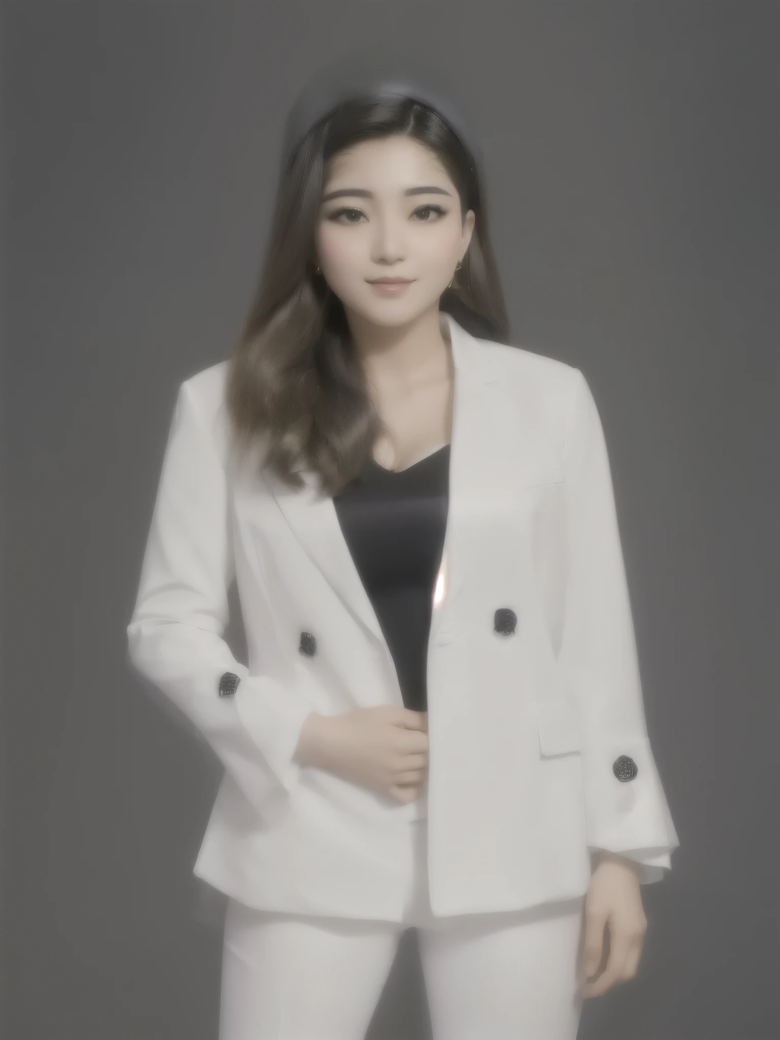 (a confident Arab woman posing for a professional profile photo in a white suit with a black blouse underneath), Xision Wu, lab coat, Yun Ling, Xintong Chen, professional headshot, Chengyou Liu, professional portrait, Jinyiwei, Li Zixin, professional profile picture, Louise Zhang, Qifeng Lin, Pengzhen Zhang, Wenfei Ye, Wei Wang, Meiying Chen