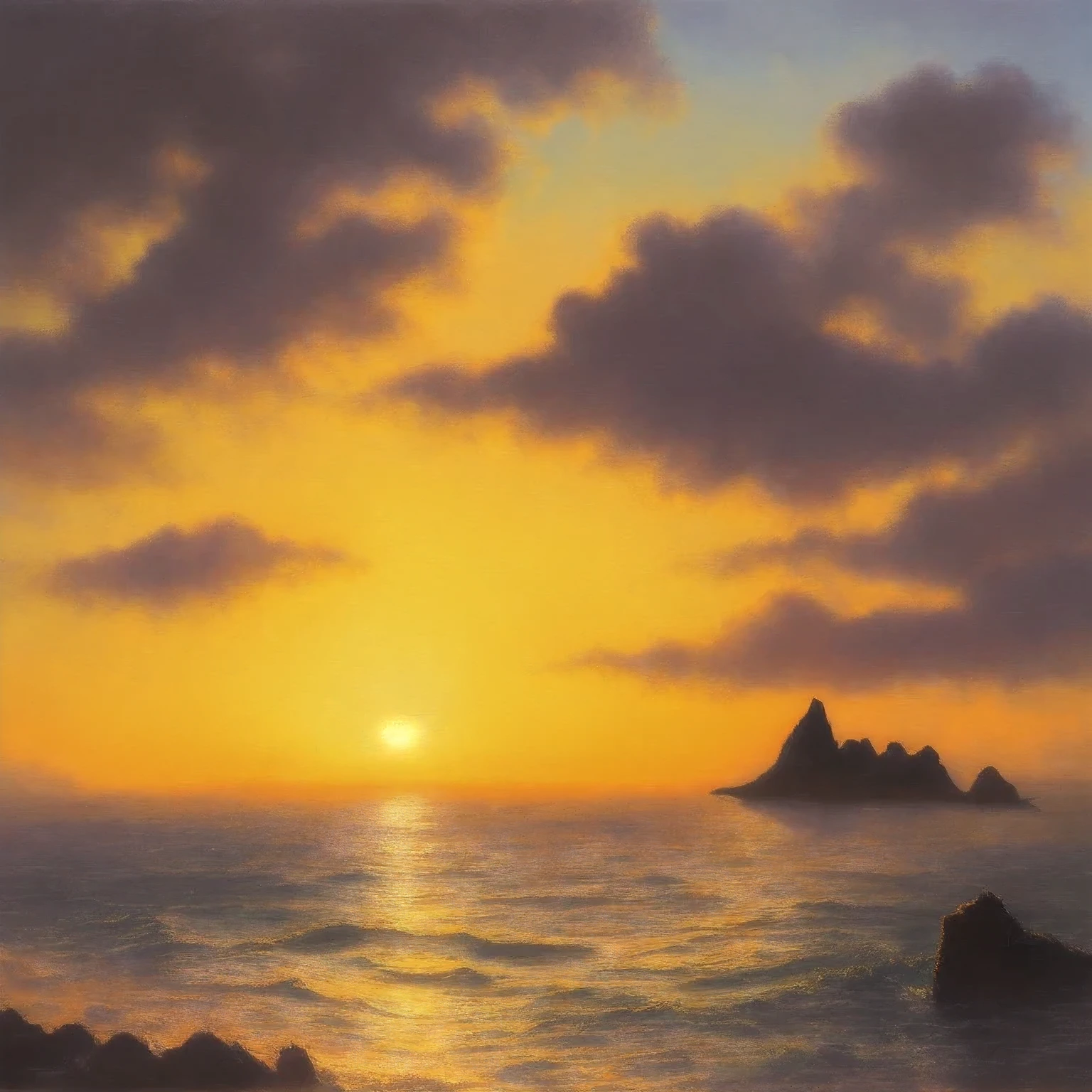 Monet Landscape Painting，sunrise at sea，Haystack，The fog rises，Oil painting effect，Impressionism