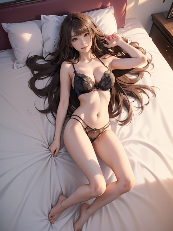 ((Extreme exposure))(High-definition image quality)極Realistic skin texture、High definition face(brown、Straight hair to shoulders、Hair behind the ear、Beautiful moist brown hair、Smooth Hair)((Bright smile、Embarrassed expression))、Gaze(sexy 25 year old girl、Idol Makeup、Eyeliner)(Fair skin)(Sparkling eyes)Smooth Skin、Realistic skin texture ((Super big 、Upper body naked)) ((Sexy Lingerie))))A well-proportioned and perfect body、Beautiful armpits、On the position of the chest、Round big breasts、Beautiful valley、Ultra-thin waist、Waistline、Long legs((((On the hotel bed、sleep、Lying down、Spread your legs))))(((((Full body shot from above))))))Raise your arms