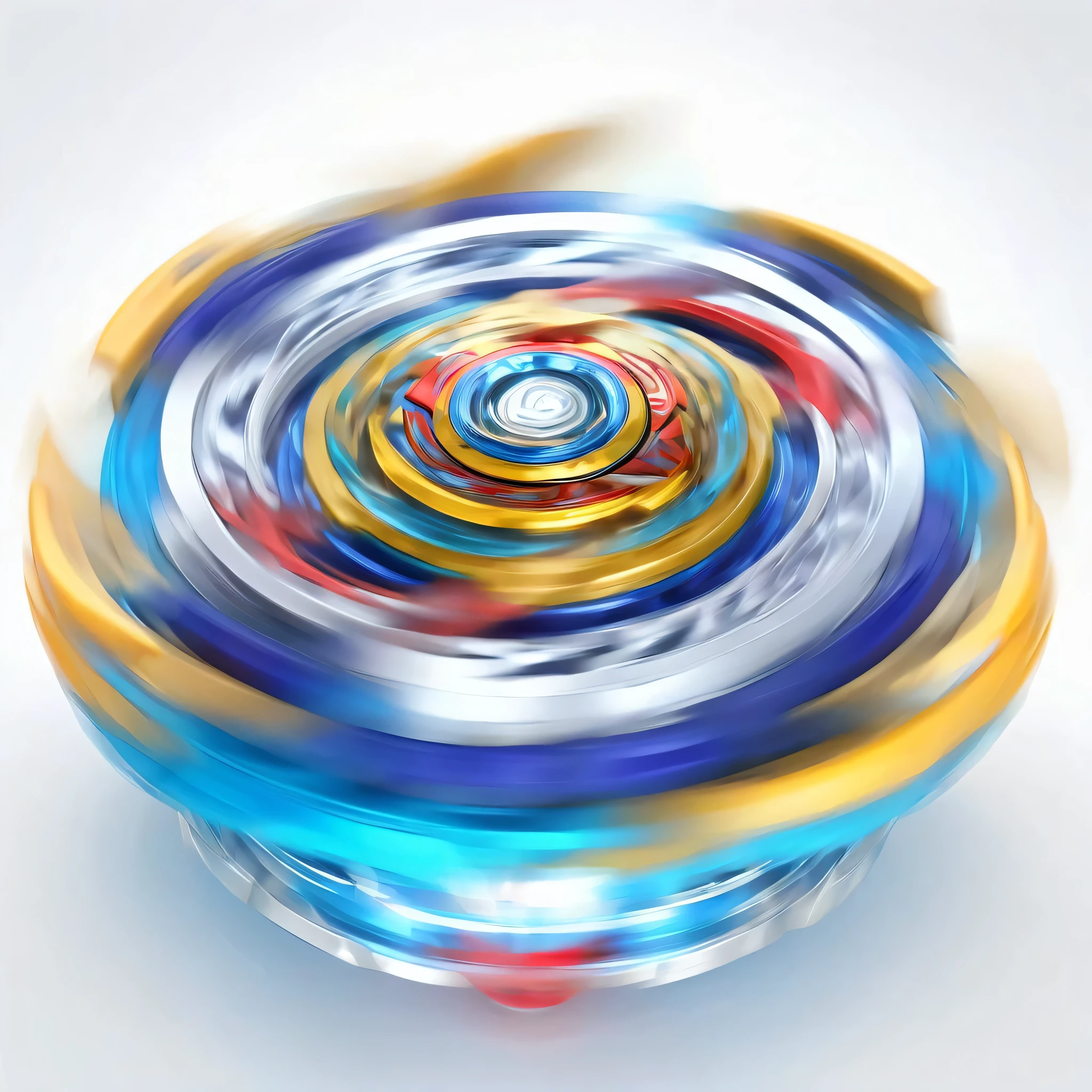 masterpiece, best quality, ultra-detailed digital art illustration of a Beyblade top mid-spin, capturing the motion and energy as if it has just been launched. The spinning should create an intsense blur effect around the whole beyblade, emphasizing the speed and dynamism of the Beyblade. The top should show motion lines and a slight distortion to convey movement, intense blur effect, Anime-influenced graphic look, no human, anime-inspired style, 8k, isometric view, gradient background
