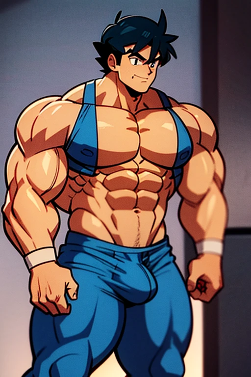 A big bodybuilder Ash Ketchum with bulging crotch is hypnotizing Brock to flex and grow big and muscular as his crotch swells with a massive bulge and his muscles tear out of his clothes as Brock gives in and becomes another big dumb muscular meathead jock bro in the gym. Hyper muscles. Vapid stare. Hypnosis. Brainwashing. Dumber. IQ drain.