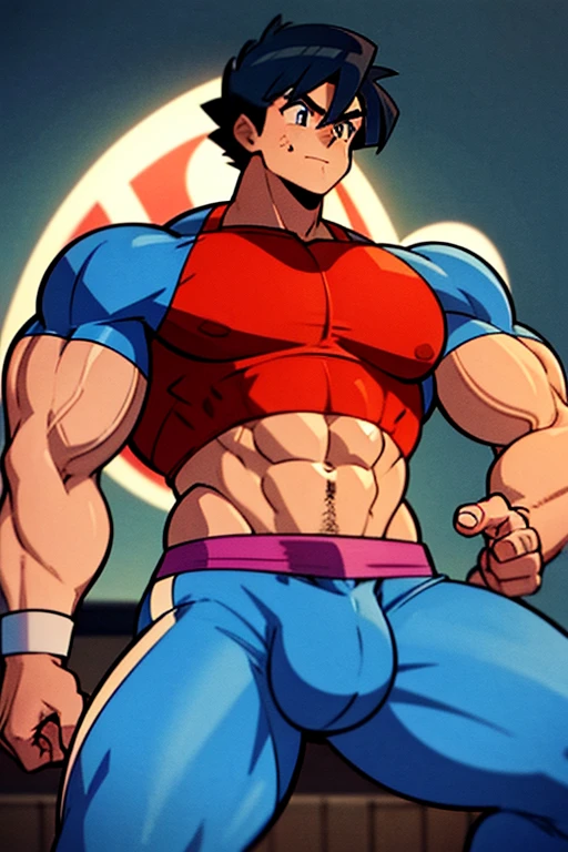 A big bodybuilder Ash Ketchum with bulging crotch is hypnotizing Brock to flex and grow big and muscular as his crotch swells with a massive bulge and his muscles tear out of his clothes as Brock gives in and becomes another big dumb muscular meathead jock bro in the gym. Hyper muscles. Vapid stare. Hypnosis. Brainwashing. Dumber. IQ drain.