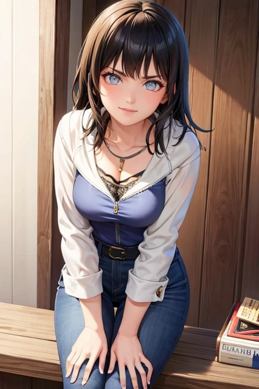 (masterpiece, best quality), 1girl, Denim Blue Messy Side Braid, Size H breasts,  <lora:facesitting_v3:0.8> fcsttng