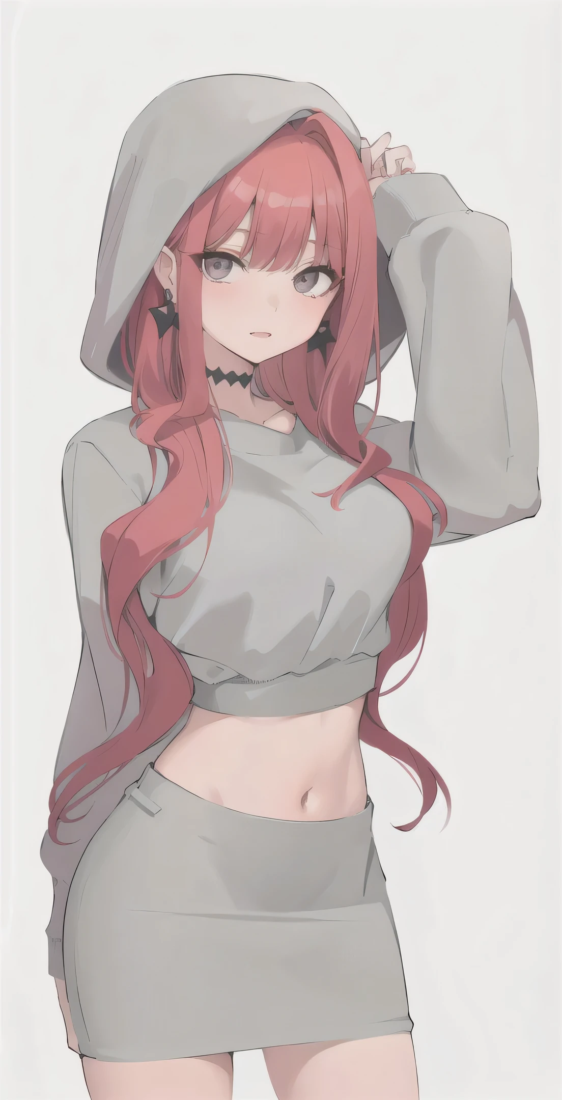(masterpiece:1.2, best quality), 1lady, solo, , classroom, day, stand, red hair, gray eyes, open collabone, gyaru, open chest