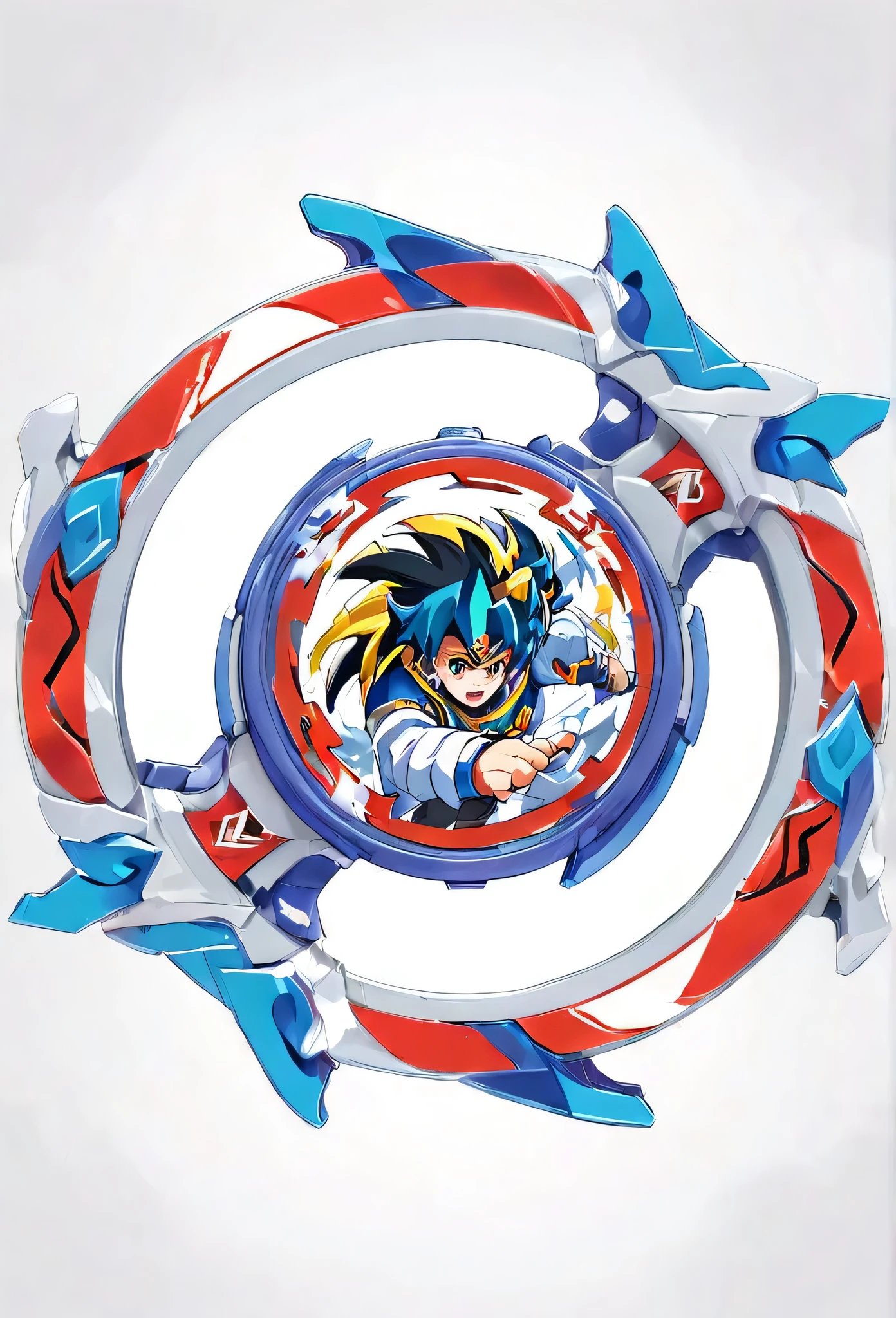 masterpiece, best quality, ultra-detailed, digital art illustration of a beyblade attack ring, Anime-influenced graphic look, white background, no human, anime-inspired style, 8k, isometric view