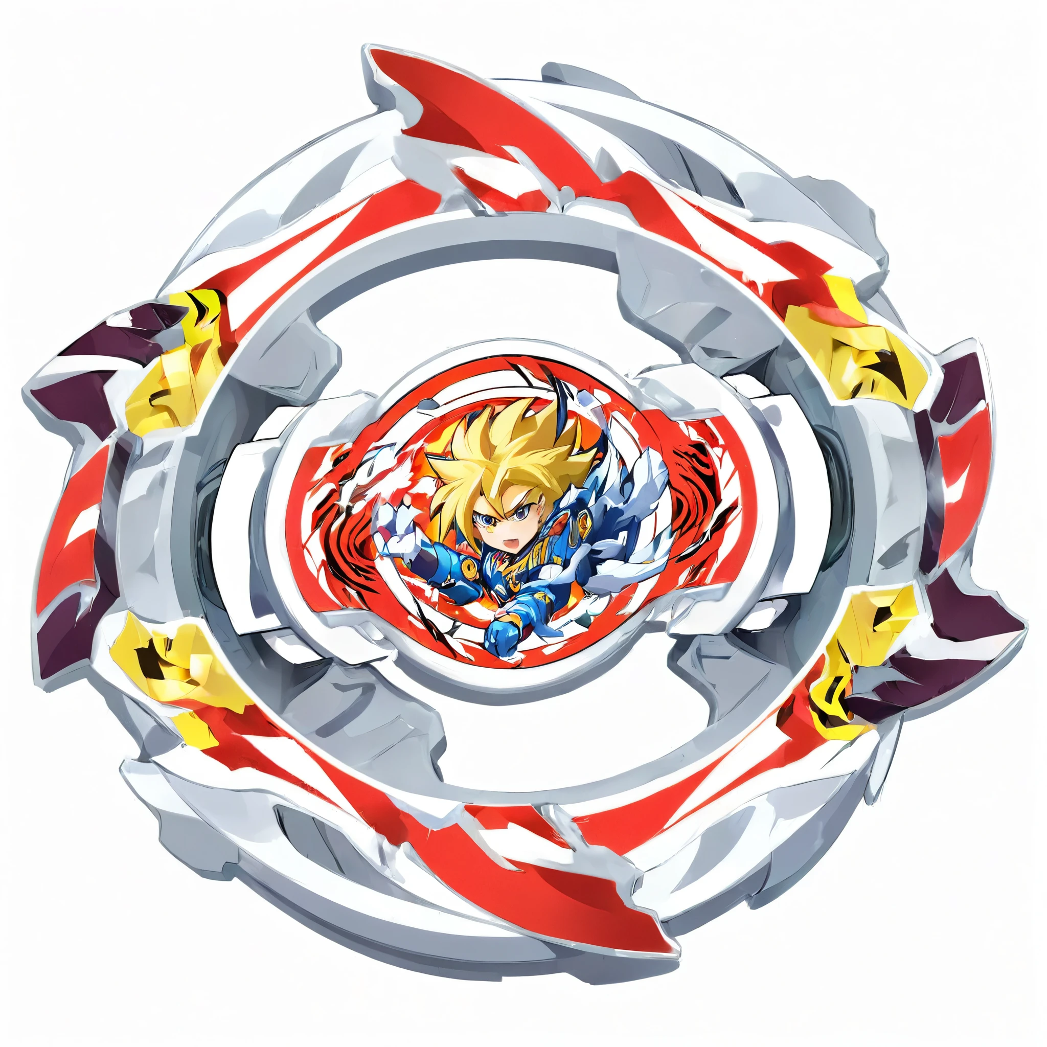 masterpiece, best quality, ultra-detailed, digital art illustration of a beyblade attack ring, Anime-influenced graphic look, white background, no human, anime-inspired style, 8k, isometric view