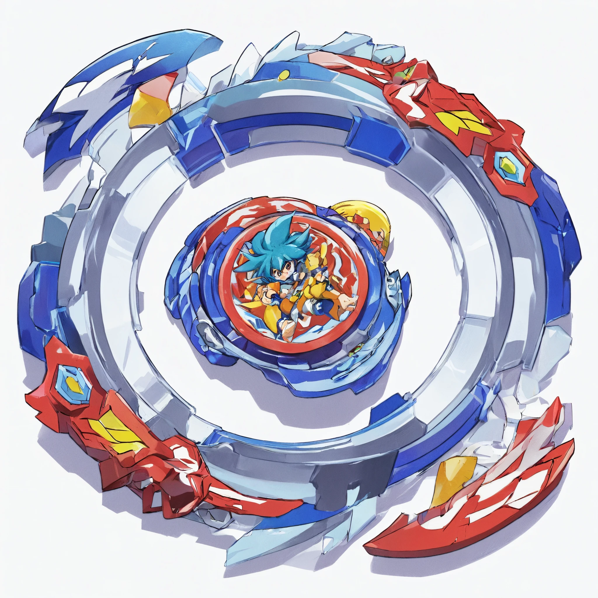 masterpiece, best quality, ultra-detailed, digital art illustration of a beyblade attack ring, Anime-influenced graphic look, white background, no human, anime-inspired style, 8k, isometric view