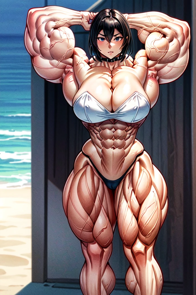 Beautiful female Mikasa massively muscular