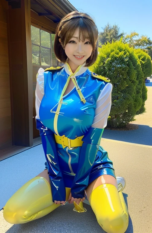 Two naughty young horny ladies in uniform posing for a photo shoot, latexSeifuku,gal,In bondage fashion, Two Japanese female students posing, Japanese , JK Uniform, Wear Japanese , Open-necked latex costume，in blue and yellow clothes, Emphasize your chest,Wearing latex long boots,sakimimichan, Ayami Kojima and Ryde Caldwell, Promotional Photos, Promotional Photosgraph, Japanese girls uniform, publicity photo, Promotional Photos, wear 