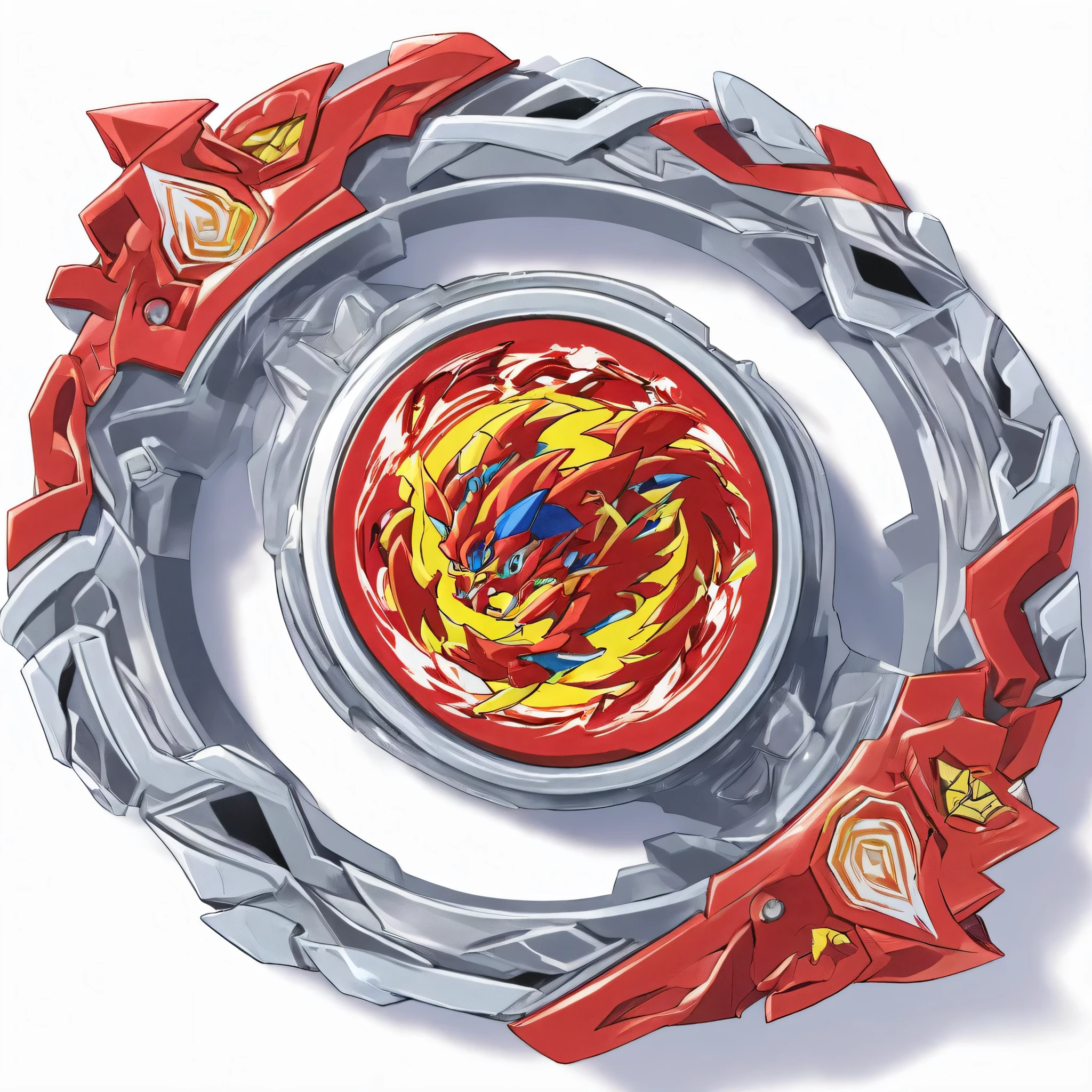 masterpiece, best quality, ultra-detailed, digital art illustration of a red beyblade attack ring, Anime-influenced graphic look, white background, no human, anime-inspired style, 8k, isometric view