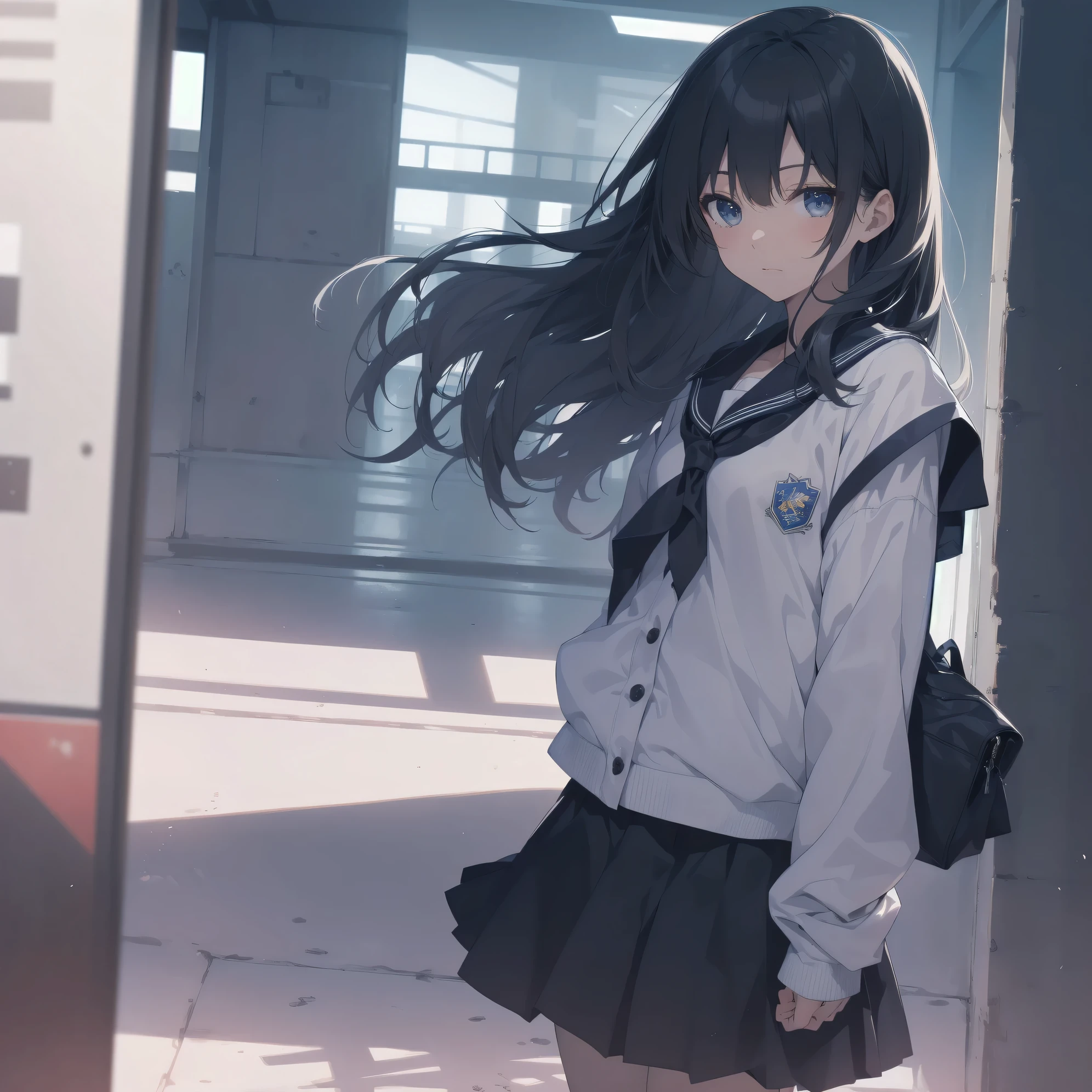 ultra-absurdres-Top quality by artist God, ultra-detailed, high resolution, anime moe artstyle, best anime 8k konachan wallpaper, pixiv contest winner, pool:2810, perfect anatomy,break, 1girl, (Please draw a girl walking sleepily to school alone. )break,(Solo,little female, 13-year-old:1.3),Full limbs, complete fingers,a junior high school student, (very short hair), short cut, flat chest, , small butt, small black eyes, beautiful detailed eyes, well-proportioned iris and pupils, expressive eyes, highres detailed hair, soft expression, salor school_uniform, sailor collar, serahuku, bow, pleated skirt,(Detailed Lighting), (Detailed background), in the School commute route. break,super detailed skin, Best cinematic lighting powered by famous artist, 8k,beauty illustration,photoshop_(medium),very aesthetic,break,((artist:iesupa )), artist:clamp ,artist:carnelian ,artist:kantoku ,