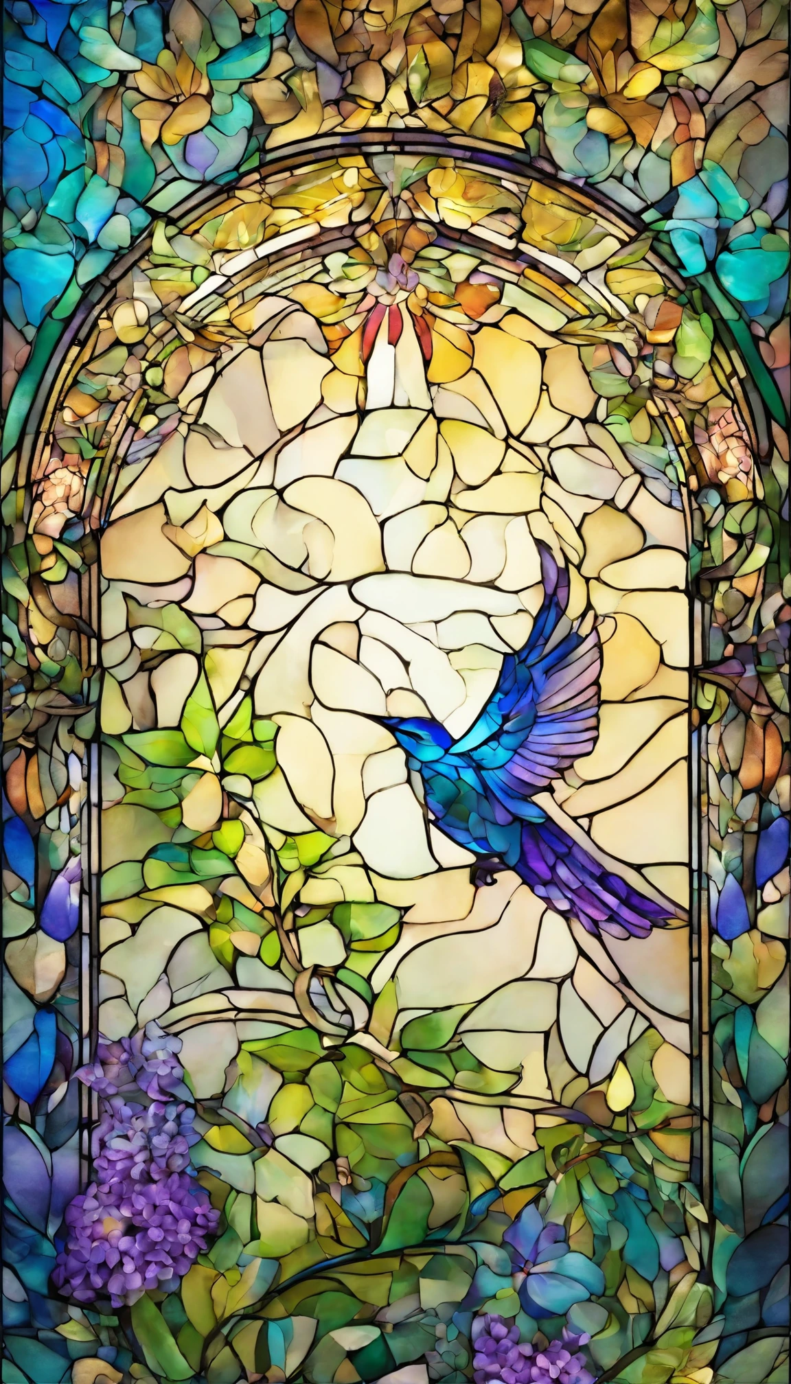 The background is greenblue,All expressed with jewels, the arrival of spring, various beautiful wisteria flowers,beautiful rainbow birds,beautiful birds
, angles looking up from below, various jewels falling from the sky, wonderful and beautiful superb view, slightly hazy, fantastic, high resolution, 8K, (best quality, highres, realistic:1.37), shiny metallic flowers, intricate and delicate petals, reflective surfaces, vibrant colors, intricate details, close-up view, surreal garden, surreal beauty, dreamy atmosphere, fine art, abstract botanicals, metallic sculpture, contrasting textures, ethereal glow
