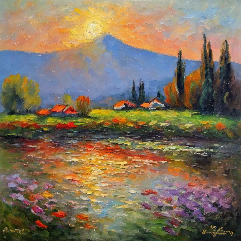 Claude Monet Style、Draw what kind of paintings Claude Monet would have painted in Japan if he had visited there in 1900.